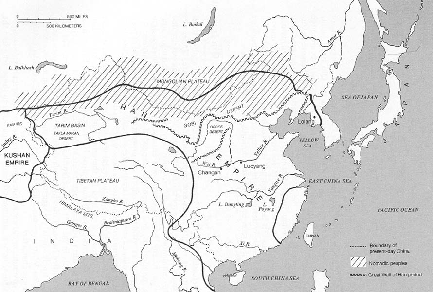 Map of Han empire and Xiongnu confederation